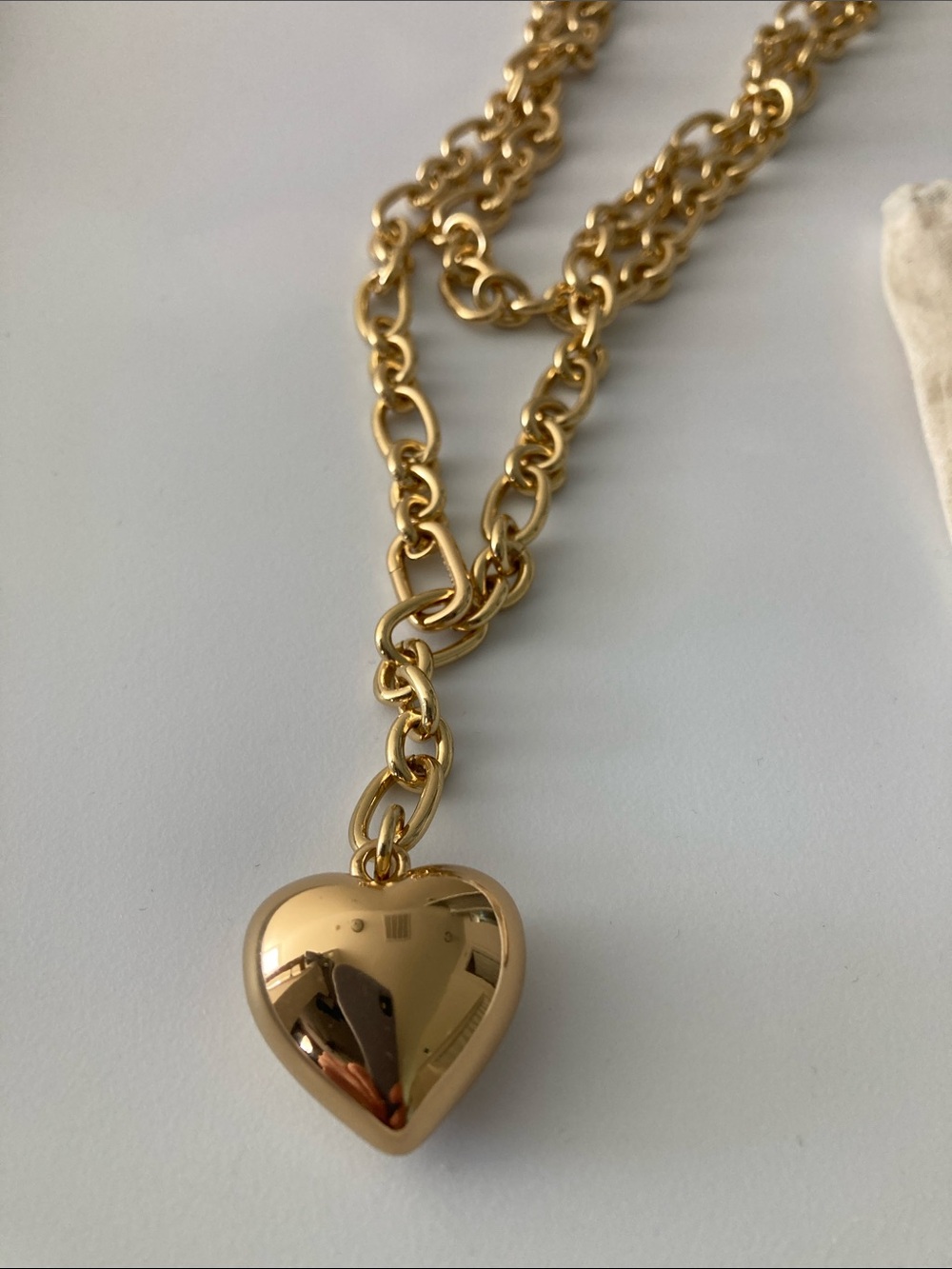 JCrew Factory double wrap gold tone heart necklace - Picture 2 of 4